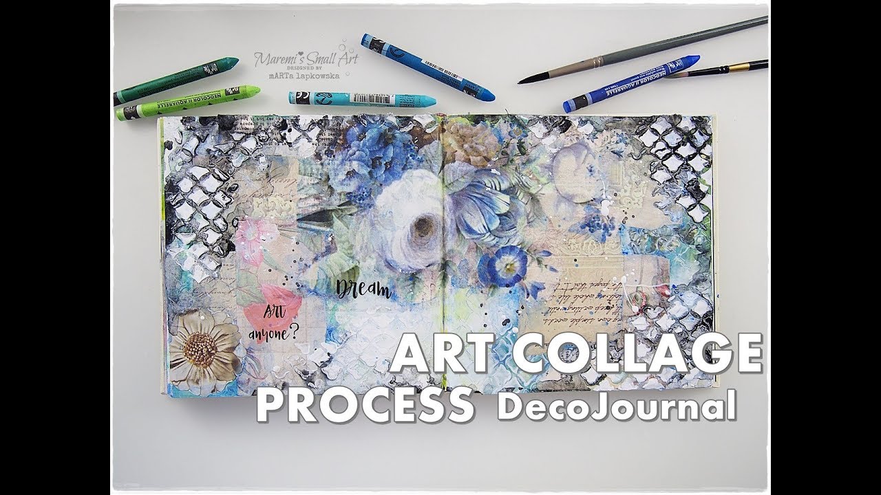 Art Collage Process DecoJournal using Rice Paper and Magazine Cut Outs  Maremis Small Art 