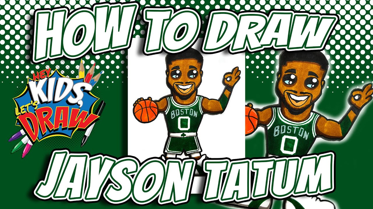 How to Draw Jayson Tatum for Kids - NBA Boston Celtics 