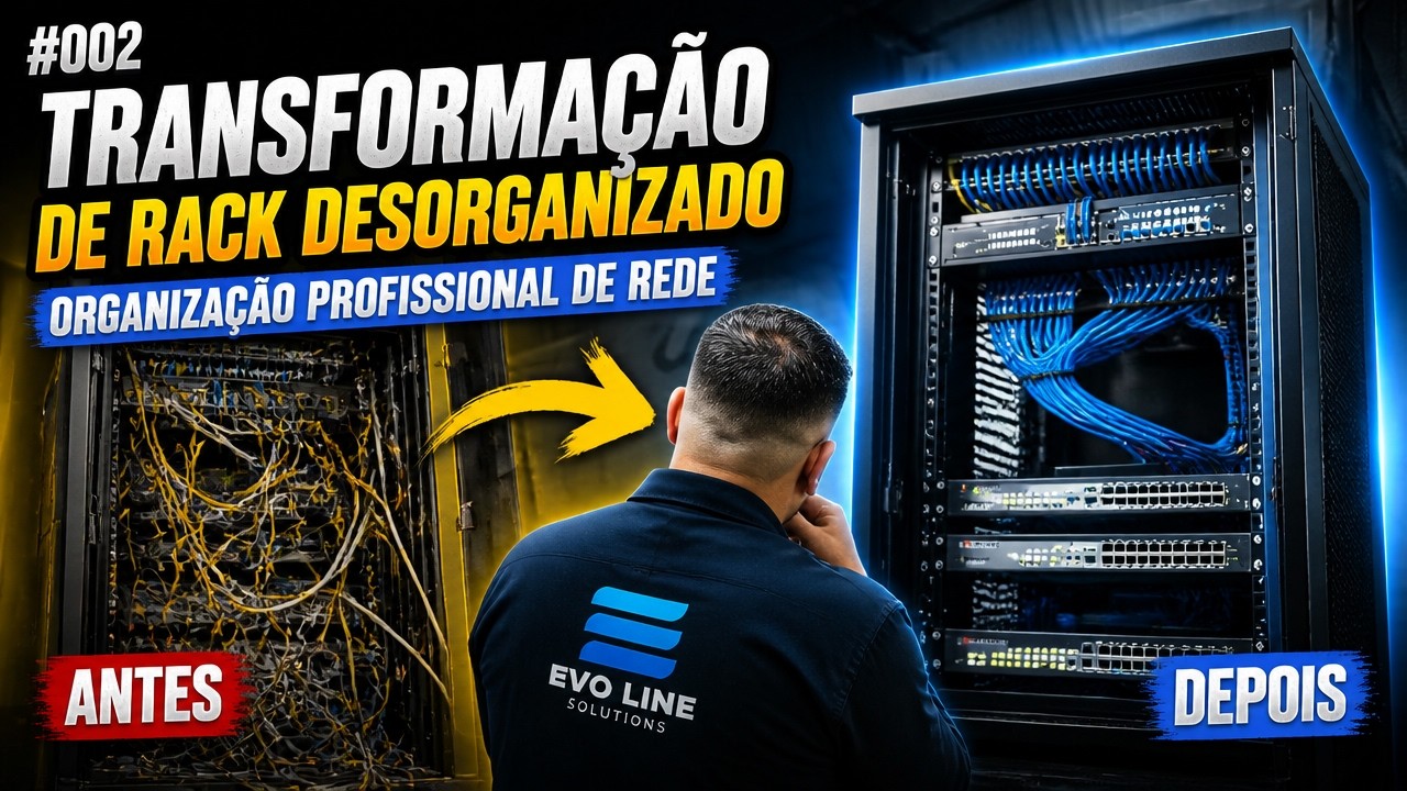 Projeto #002 Evo Line Solutions — transformação de rack desorganizado em organização profissional de rede