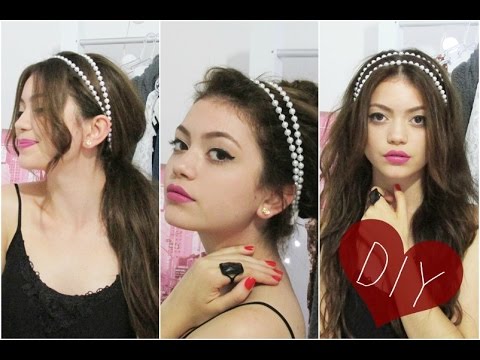 DIY tiara de pérolas + 3 opções de penteados + cabelo ondulado sem  danificação - thptnganamst.edu.vn