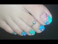 DIY Blue French Pedicure with Hot Pink Flowers: Toenail Art Tutorial for Spring/Summer | Rose Pearl