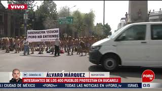 Integrantes de los 400 pueblos protestan en Segob - Paralelo 23