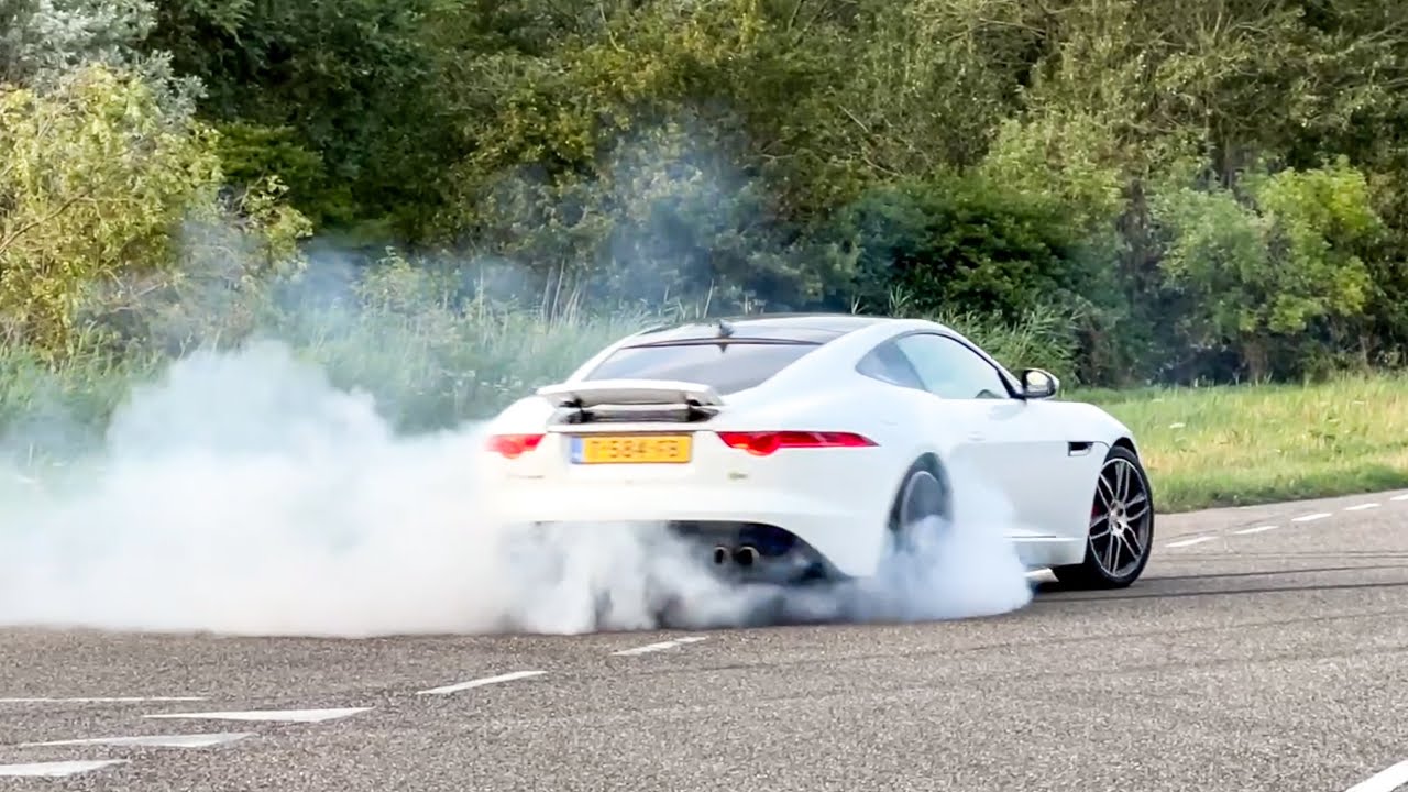 Jaguar F-Type V8 R FINISHING ITS TIRES! Donuts and Powerslides