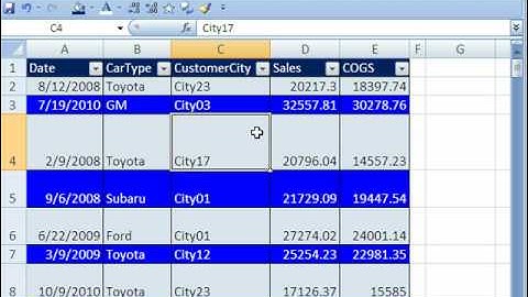 Highline Excel Class 15: Excel 2007 Tables 7 Examples