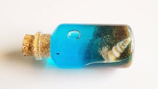 Ocean in a bottle charm | diy cute miniature ocean bottle art | beautiful gift ideas