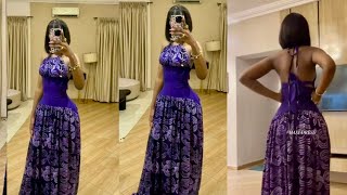 How to sew halter neck gown  with rope 
