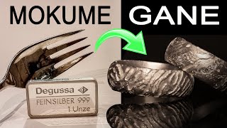 From fork to wedding ring with diamonds - Mokume Gane