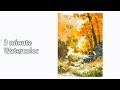 [3 minute Watercolor] Without Sketch Landscape Watercolor - Autumn Forest (color name view)NAMIL ART