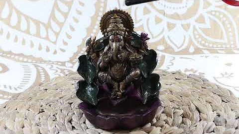 Ebros Hindu Lord Ganesha On Lotus Backflow Cone Incense Burner Statue 6" Tall