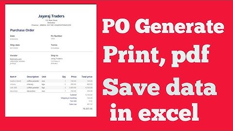 purchase order format in excel | with data save | PO Automation in excel
