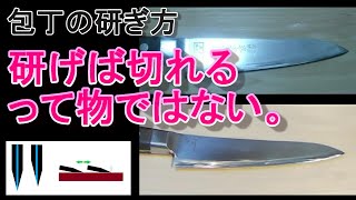 【研ぐ】包丁の研ぎ方 　研げば切れるって物ではない。「研ぎ方解説」