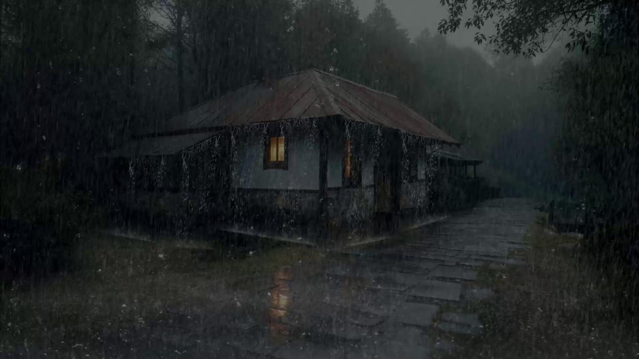Peaceful rainfall ambience for stress relief and calm night sleep restoration