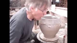 Large coil pot made on the potters wheel by Rob Bibby