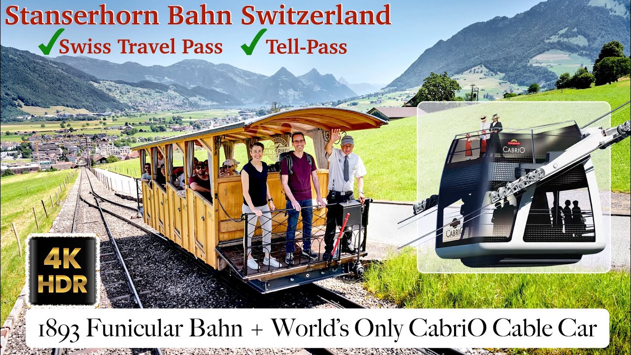 To Stanserhorn via 1893 Funicular Train & CabriO Cable Car | Stans Luzern, Switzerland | 4K 60p HDR
