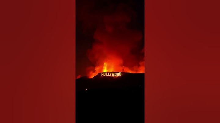 Надпись Hollywood горит...#hollywood #fire #огонь