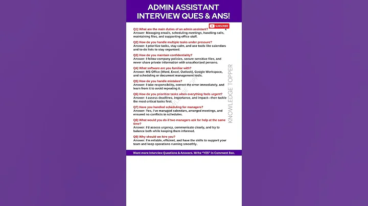 Admin Assistant Interview Questions and Answers | Administrative Assistant Interview Questions