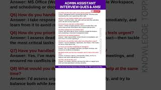 Admin Assistant Interview Questions and Answers | Administrative Assistant Interview Questions Profile