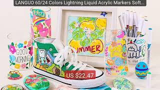 LANGUO 60/24 Colors Lightning Liquid Acrylic Markers Soft T... — Top Pick 2026 | Unbeatable Price!