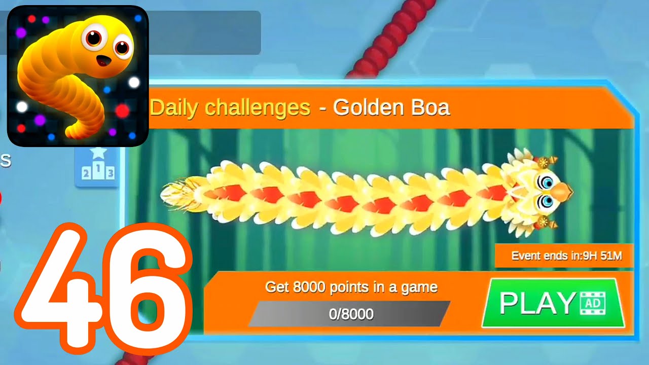 Snack Snake.io-(Gameplay 46)-Reto Diario GOLDEN BOA