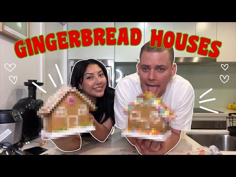 our first time building gingerbread houses EVER | Jade and KJ