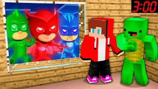 Scary PJ MASKS EXE Attacked JJ and Mikey Security House in Minecraft Maizen Monsters