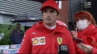 Carlos Sainz reaction to Lando Norris's crash - 2021 Belgian Grand Prix