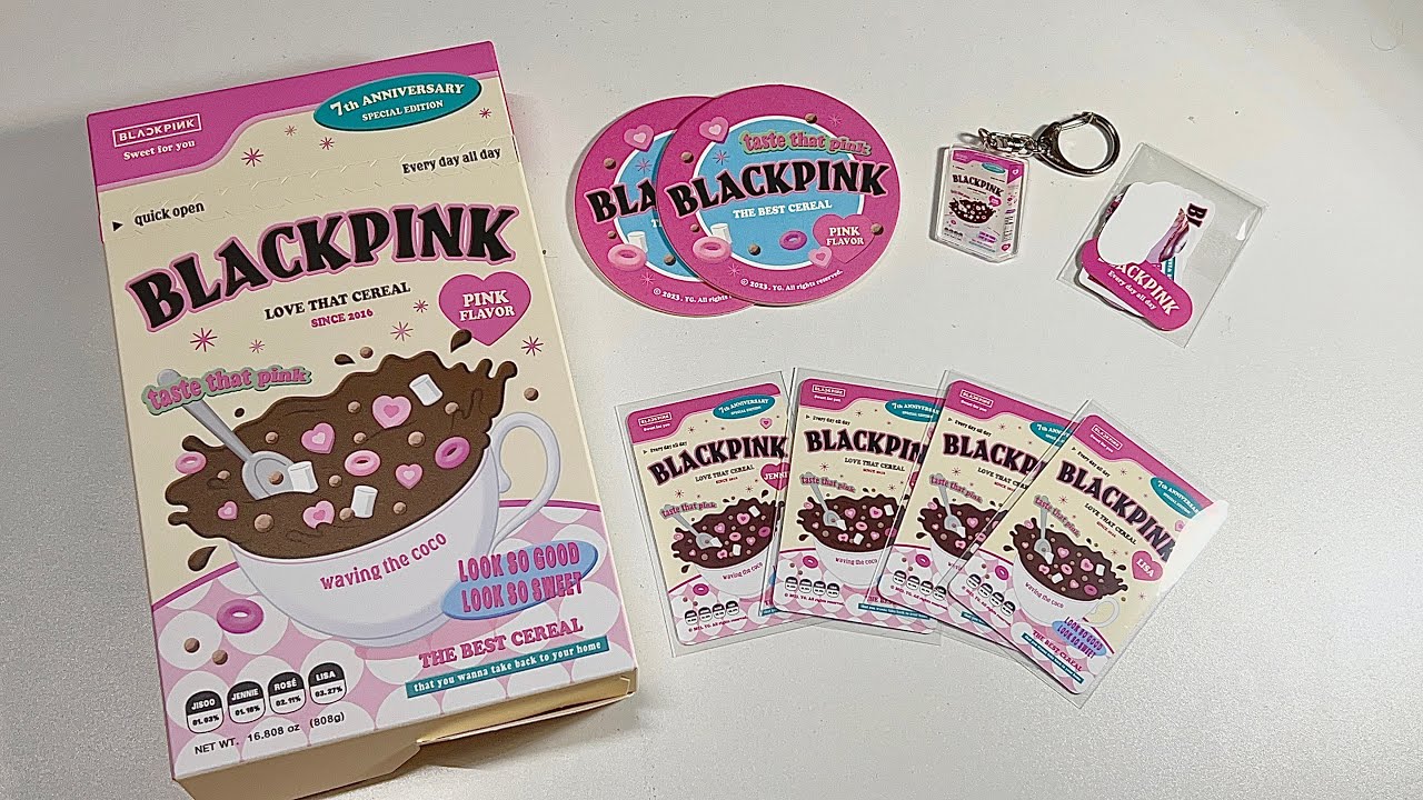 Unboxing BLACKPINK 2023 7th ANNIVERSARY CEREAL DECO KIT - YouTube