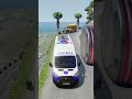 Ambulance &amp; Cars vs Hydraulic Bollard Crash #kidsgamertech #shortsfeed #beamngdrive