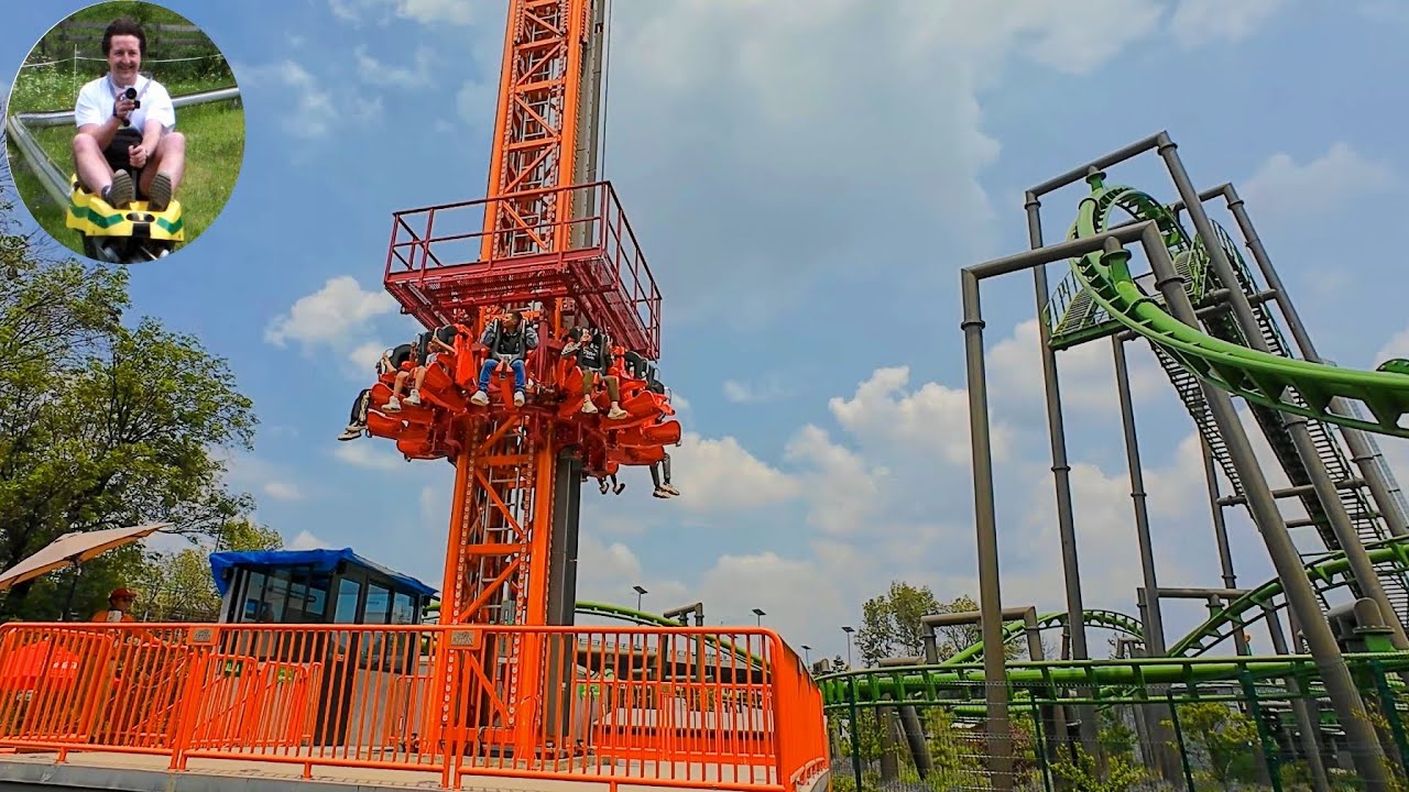 Don Goyo Freefall Tower (2025 4K On-Ride POV and Aerial Views) - Aztlán Parque Urbano in Mexico City