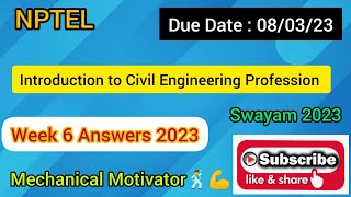 Introduction to Civil Engineering Profession | Week 6 Quiz | Assignment 6 Solution | NPTEL | SWAYAM