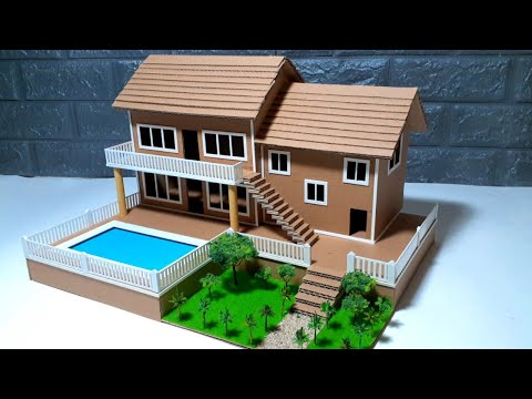 DIY MEMBUAT MINIATUR RUMAH DARI KARDUS #6 RUMAH DUA TINGKAT