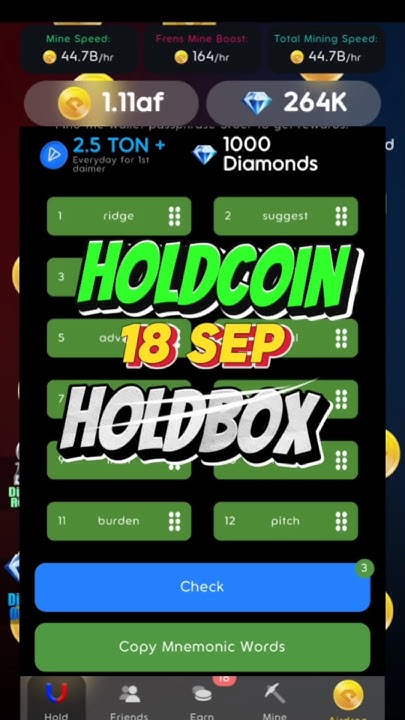 18 September Hold Box Hold Coin Hold Box Passphrase Today September 18 ...
