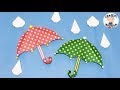 【折り紙】傘の平面の折り方【音声解説あり】Origami Umbrella 雨の日シリーズ#4 / ばぁばの折り紙