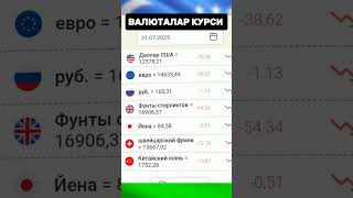 21- ИЮЛЬ КУНИ УЧУН ВАЛЮТАЛАР КУРСИ #доллар #курсвалютнасегодн #рубль #shorts