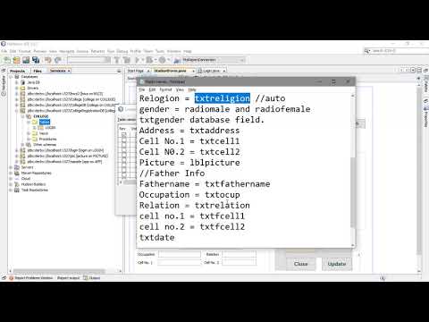 Lecture# 8 Student Registration Form Database Table  Part-4 | Java Netbeans Project Tutorials