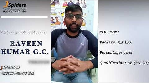 Congratulations | JSpiders Basavanagudi | PRAVEEN KUMAR G C