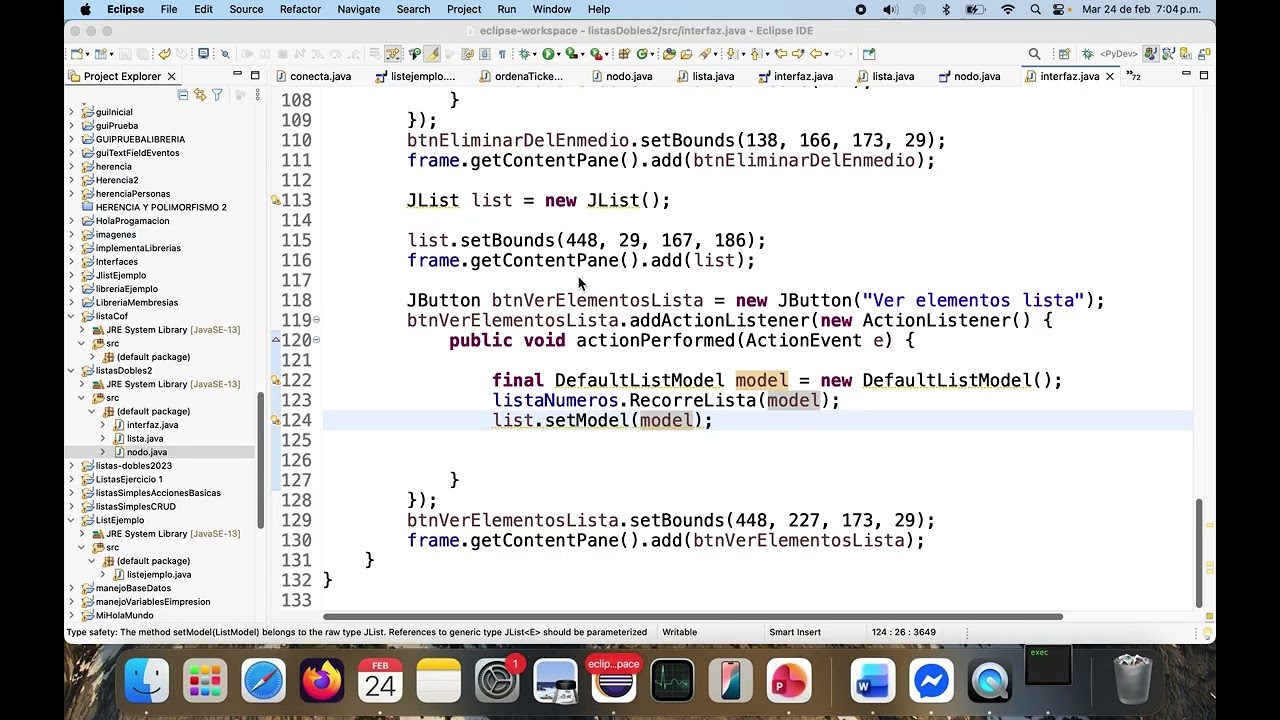 Muestra objetos de una lista doble en un jlist
