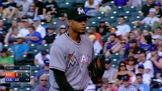 MIA@COL: Flores pitches 2 1/3 innings in MLB debut