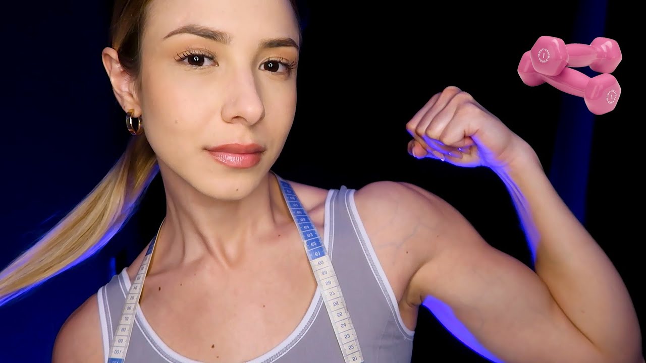 ASMR - INSTRUTORA DA ACADEMIA FAZENDO SUA AVALIAÇÃO E TIRANDO SUAS MEDIDAS 💪🏻