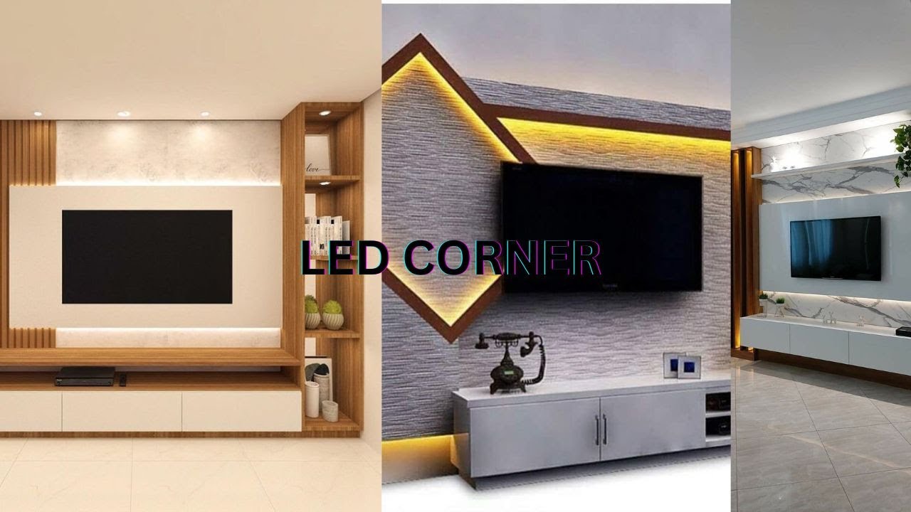 Led panel ideas in 2022 TV wall design LCD Panel Wooden Wall TV