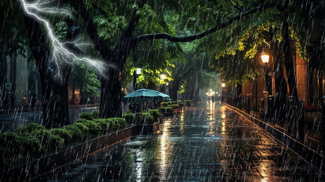 Sonido de lluvia tranquilo en parque por la noche ayuda conciliar sueño ...