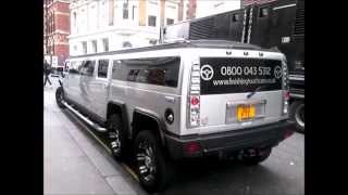 Dual Axle H2 Hummer Stretch Limo in the streets of London