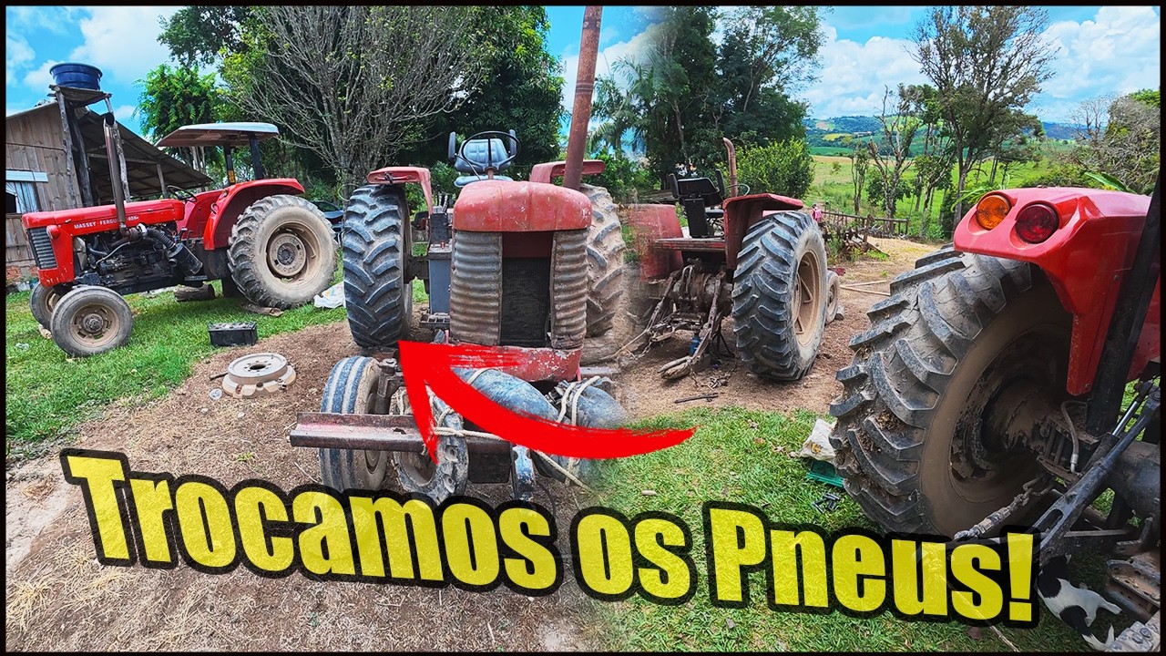 TROCAMOS OS PNEUS DOS NOSSOS TRATORES! 95X PERDEU OS PNEUS PARA O PAMPA!