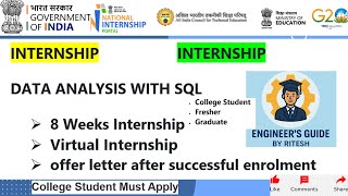 Data Analysis With SQL Internship For College Students | 8 Week Virtual internship for students