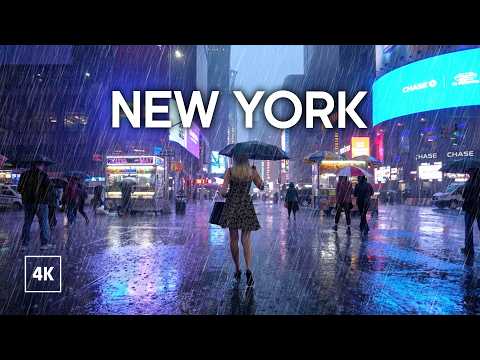 ⛈️ Walking in EXTREME THUNDERSTORM in NEW YORK ☔️ NYC Rain Sounds