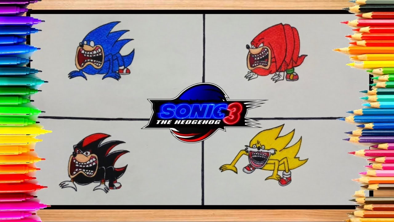 How To Draw Sonic, Knuckles, Shadow,Tails||Shin Tapes||Sonic The ...