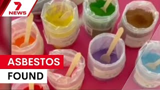 Asbestos traces found  in colourful kids play sand| 7NEWS