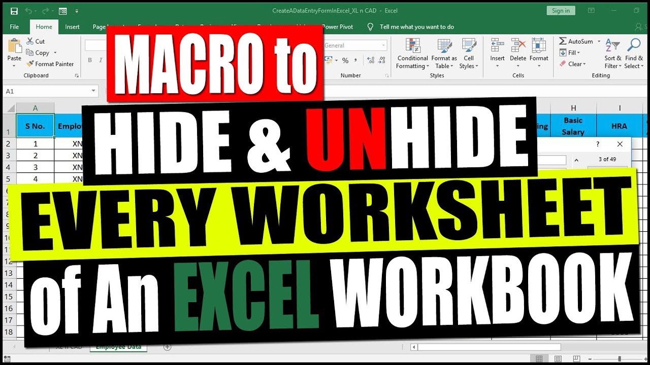 Macro to Hide and Unhide Every Worksheet in an Excel Workbook - YouTube