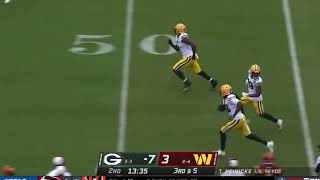 Taylor Heinicke Throws Pick Six to De’Vondre Campbell | Packers vs Commanders