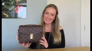 Pochette Metis what's in my bag 2022 LV bag review #whatsinmybag #pochette  #louisvuitton #bagreview 